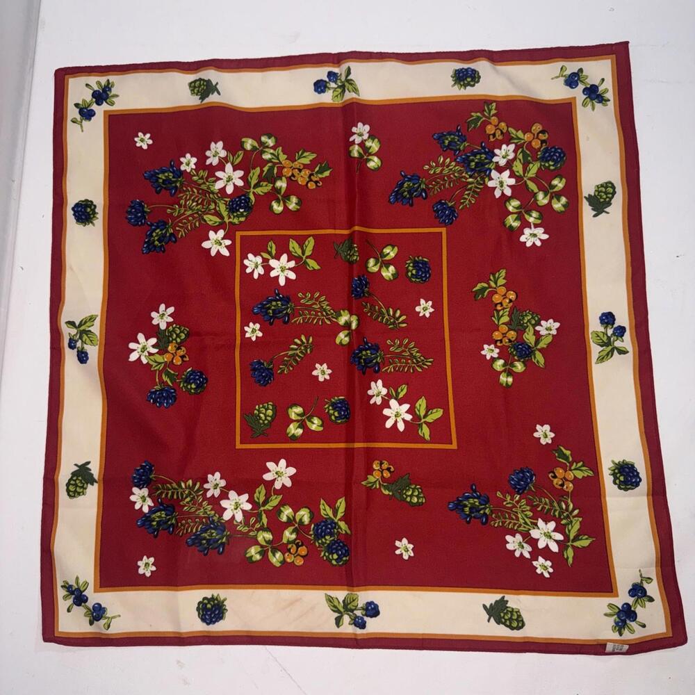 Red Floral Designer Italian Designer Handkerchief Purse Sash Or Strap Wrap Scarf